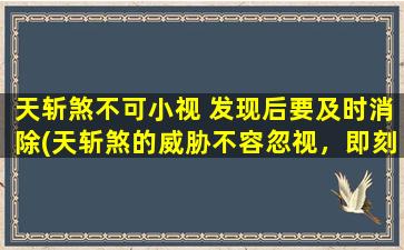 天斩煞不可小视 发现后要及时消除(天斩煞的威胁不容忽视，即刻解决！)